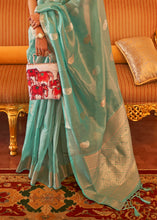 Load image into Gallery viewer, Jade Green Zari Woven Soft Tissue Silk Saree