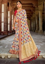 Load image into Gallery viewer, Rice White Woven Dola Silk Saree with Embroidered Blouse
