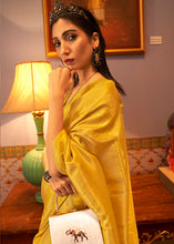 Load image into Gallery viewer, Aureolin Yellow  Designer Satin Silk Saree