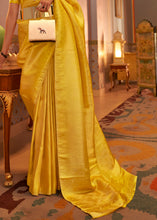Load image into Gallery viewer, Aureolin Yellow  Designer Satin Silk Saree