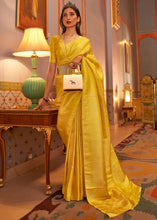 Load image into Gallery viewer, Aureolin Yellow  Designer Satin Silk Saree
