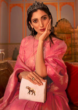 Load image into Gallery viewer, French Rose Pink Designer Satin Silk Saree
