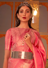 Load image into Gallery viewer, French Rose Pink Designer Satin Silk Saree