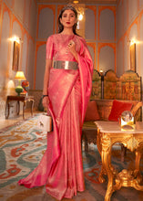 Load image into Gallery viewer, French Rose Pink Designer Satin Silk Saree
