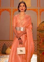 Load image into Gallery viewer, Coral Orange Designer Satin Silk Saree