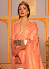 Load image into Gallery viewer, Coral Orange Designer Satin Silk Saree