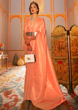 Load image into Gallery viewer, Coral Orange Designer Satin Silk Saree