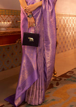 Load image into Gallery viewer, Jasmine Purple Designer Satin Silk Saree