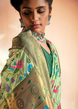 Load image into Gallery viewer, Mint Green Woven Banarasi Paithani Silk Saree