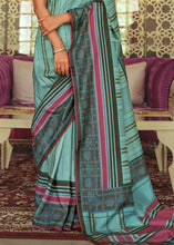 Load image into Gallery viewer, Blue &amp; Pink Designer Silk Saree