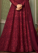 Load image into Gallery viewer, Barn Red Georgette Embroidered Anarkali Suit
