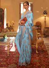 Load image into Gallery viewer, Sky Blue Handloom Weave Banarasi Silk Saree