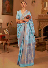 Load image into Gallery viewer, Sky Blue Handloom Weave Banarasi Silk Saree