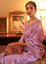 Load image into Gallery viewer, Lilac Purple Handloom Weave Banarasi Silk Saree