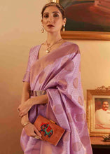Load image into Gallery viewer, Lilac Purple Handloom Weave Banarasi Silk Saree