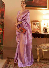 Load image into Gallery viewer, Lilac Purple Handloom Weave Banarasi Silk Saree