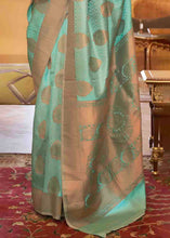 Load image into Gallery viewer, Seafoam Green Handloom Weave Banarasi Silk Saree