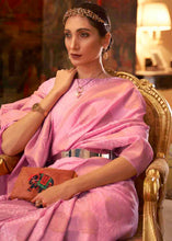 Load image into Gallery viewer, Rose Pink Handloom Weave Banarasi Silk Saree