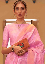 Load image into Gallery viewer, Rose Pink Handloom Weave Banarasi Silk Saree