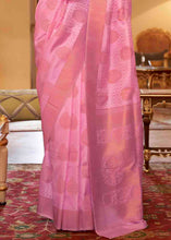 Load image into Gallery viewer, Rose Pink Handloom Weave Banarasi Silk Saree
