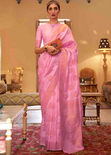Load image into Gallery viewer, Rose Pink Handloom Weave Banarasi Silk Saree