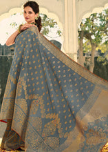 Load image into Gallery viewer, Stormy Grey Woven Banarasi Silk Saree with Tassels on Pallu