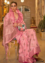 Load image into Gallery viewer, Mauvelous Pink Zari Butta Woven Tussar Silk Saree