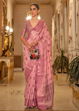 Load image into Gallery viewer, Mauvelous Pink Zari Butta Woven Tussar Silk Saree
