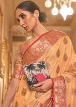Load image into Gallery viewer, Light Orange Zari Butta Woven Tussar Silk Saree