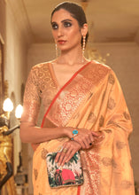 Load image into Gallery viewer, Light Orange Zari Butta Woven Tussar Silk Saree