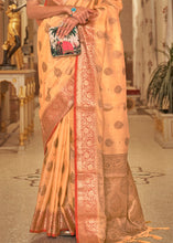 Load image into Gallery viewer, Light Orange Zari Butta Woven Tussar Silk Saree
