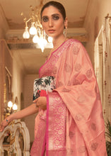 Load image into Gallery viewer, Coral Pink Zari Butta Woven Tussar Silk Saree