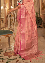 Load image into Gallery viewer, Coral Pink Zari Butta Woven Tussar Silk Saree