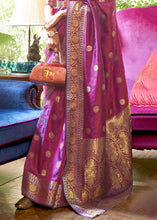 Load image into Gallery viewer, Fandango Purple Kanjivaram Silk Saree Woven with Silver &amp; Golden Zari