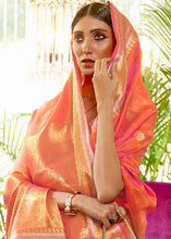 Load image into Gallery viewer, Shades Of Pink Kanjivaram Silk Saree Woven with Silver &amp; Golden Zari