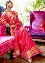 Cargar imagen en el visor de la galería, Hot Pink Kanjivaram Silk Saree Woven with Silver &amp; Golden Zari