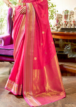 Cargar imagen en el visor de la galería, Hot Pink Kanjivaram Silk Saree Woven with Silver &amp; Golden Zari