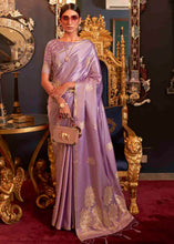 Load image into Gallery viewer, Lilac Purple Designer Satin Silk Saree