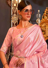 Load image into Gallery viewer, Carnation Pink Designer Satin Silk Saree