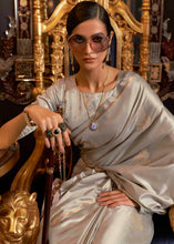 Load image into Gallery viewer, Rhino Grey Designer Satin Silk Saree