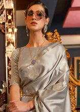 Load image into Gallery viewer, Rhino Grey Designer Satin Silk Saree