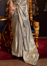Load image into Gallery viewer, Rhino Grey Designer Satin Silk Saree