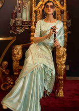 Load image into Gallery viewer, Chinoise Green Designer Satin Silk Saree