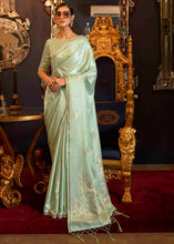 Load image into Gallery viewer, Chinoise Green Designer Satin Silk Saree