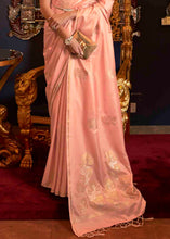 Load image into Gallery viewer, Coral Pink Designer Satin Silk Saree