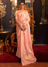 Load image into Gallery viewer, Coral Pink Designer Satin Silk Saree