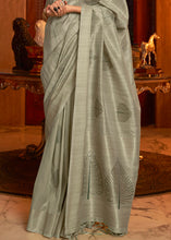 Load image into Gallery viewer, Sage Green Woven Designer Silk Saree with Sequins work