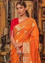 Load image into Gallery viewer, Bright Orange Zari Woven Tussar Silk Saree