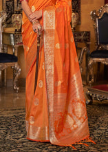 Load image into Gallery viewer, Bright Orange Zari Woven Tussar Silk Saree