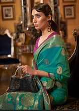 Carica l&#39;immagine nel visualizzatore Galleria,Jade Green Zari Woven Tussar Silk Saree